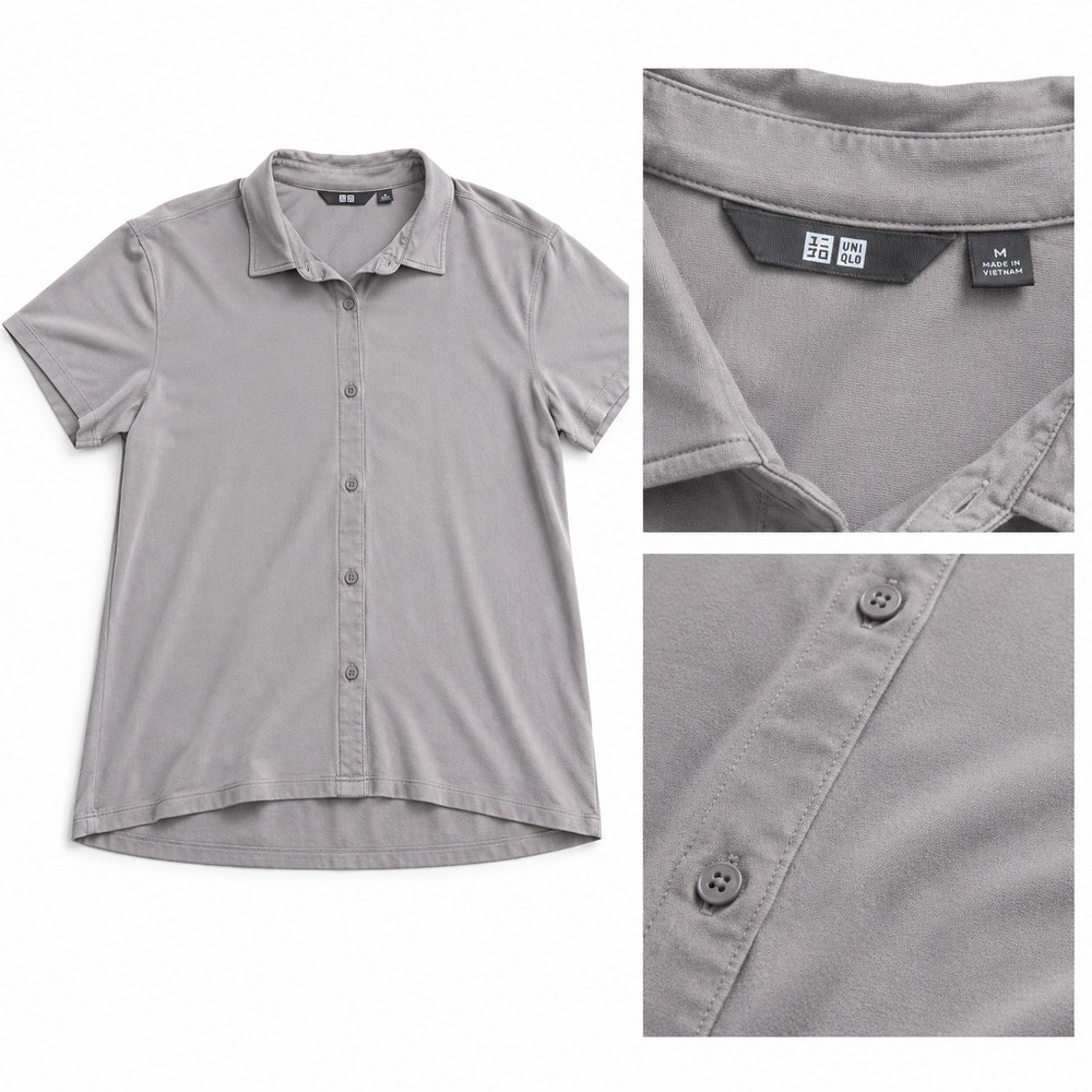 Uniqlo Men's Short Sleeve Button-Up Shirt Olive Green Size Xs